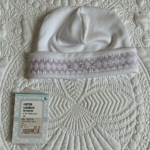 Lilac smocked baby hat